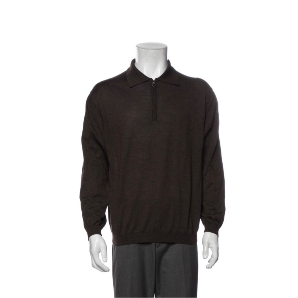 SALVATORE FERRAGAMO Mock Neck Long Sleeve Polo Sweater